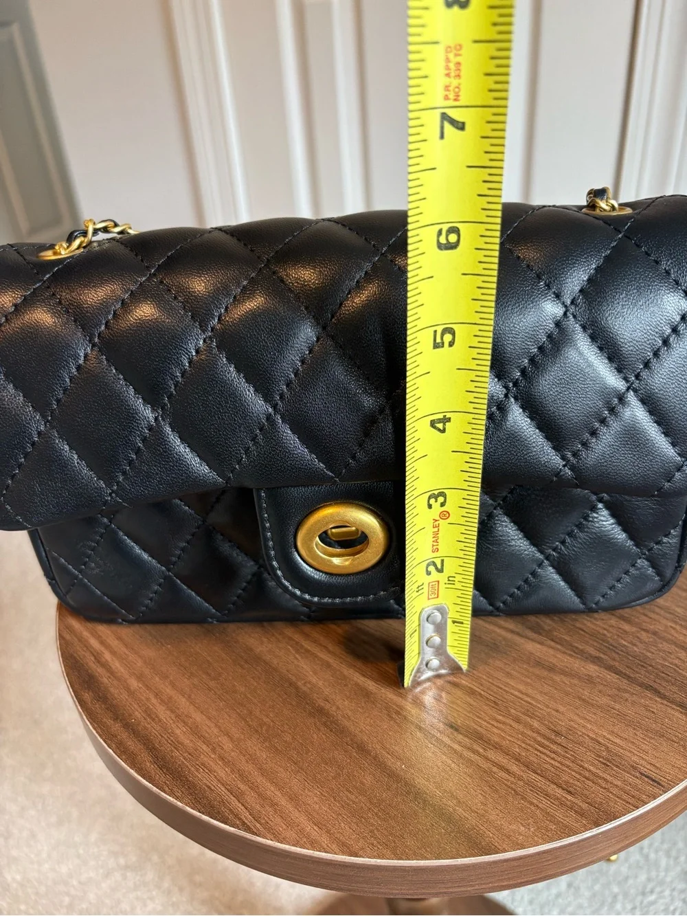 Black Quilted Chain Shoulder Bag with Gold Hardware